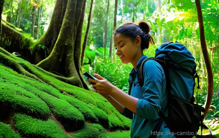 캄보디아 SIM 카드 구매법 - **Urban Connectivity:** A male traveler in his early 30s, casually but neatly dressed in a short-sle...