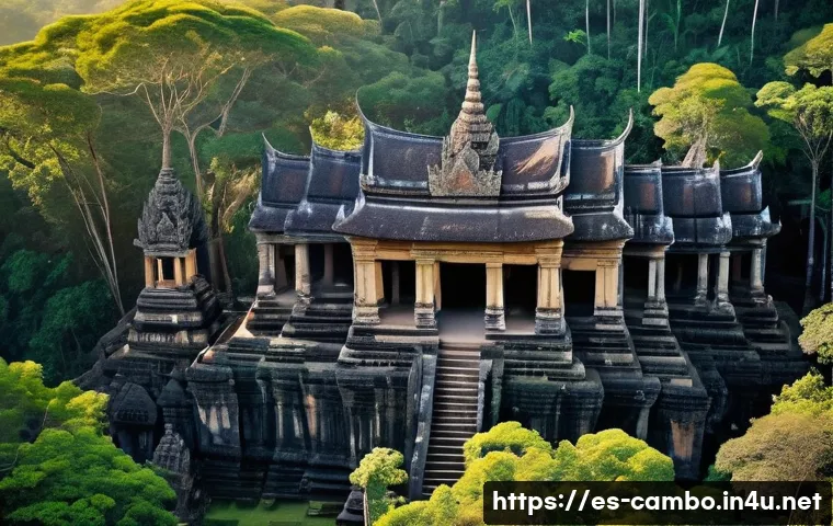프레아 비히어 사원 - A majestic ancient Khmer temple perched atop a 600-meter cliff, showcasing multiple ascending limest...